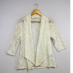 All Hours Lace Open Front Cardigan Kimono‎ Jacket Cream Small